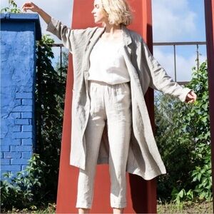 NotPerfectLinen S/M Genova Trouser 0931 100% linen Slacks Beige pants cropped